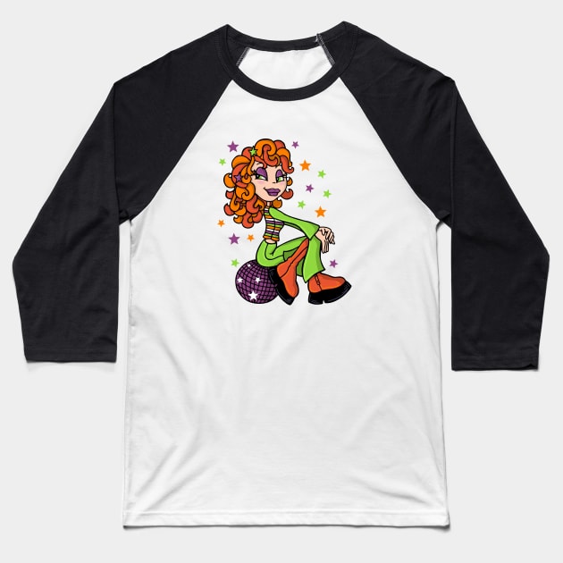 Red haired disco girl Baseball T-Shirt by JoanaJuheLaju1